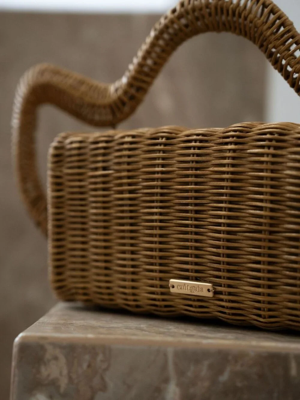 NWT CULT GAIA ELSA PALE BROWN RATTAN HANDBAG - OS - Picture 3 of 5